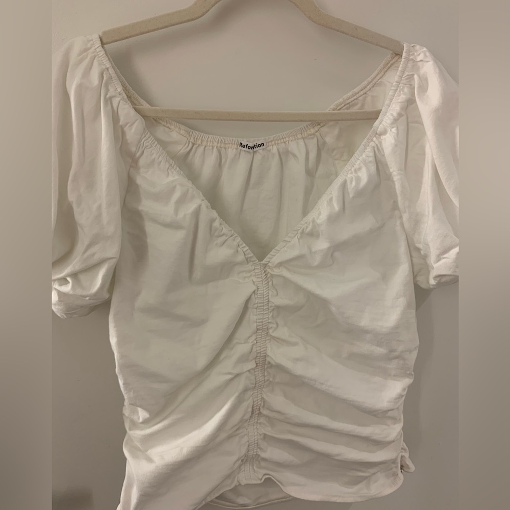 Reformation Sonny puff sleeve top in white